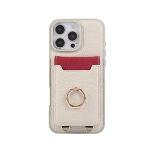Leather iPhone Cases With Card Holder And Strap(With Stand)Pink-BC25039 Burycase