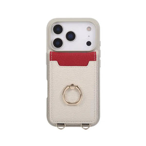 Leather iPhone Cases With Card Holder And Strap Black-BC25038 Burycase