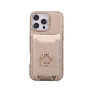Leather iPhone Cases With Card Holder And Strap(With Stand)Pink-BC25039 Burycase