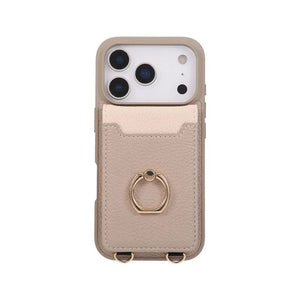 Leather iPhone Cases With Card Holder And Strap Black-BC25038 Burycase