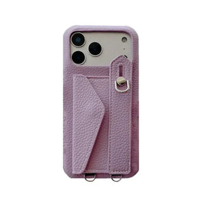 Leather iPhone Case with Card Holder And Strap Brown-BC25016 Burycase
