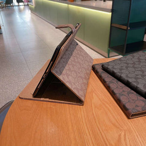 Premium Leather Monogram iPad Case Coffee-CYLV110