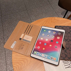 Premium Leather Monogram iPad Case Coffee-CYLV110