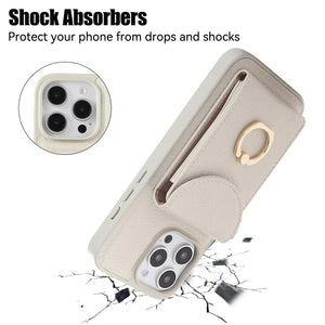 Leather iPhone Cases With Card Holder And Strap(With Stand) White-BC25031 Burycase