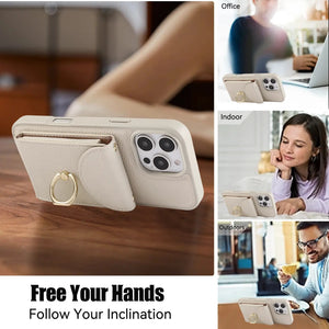 Leather iPhone Cases With Card Holder And Strap(With Stand) White-BC25031 Burycase