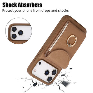 Leather iPhone Cases With Card Holder And Strap(With Stand)Brown-BC25030 Burycase