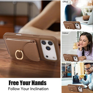 Leather iPhone Cases With Card Holder And Strap(With Stand)Brown-BC25030 Burycase