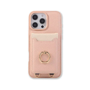 Leather iPhone Cases With Card Holder And Strap(With Stand)Pink-BC25039 Burycase