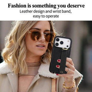 iPhone Case With Card Holder And Strap(With Holder)Black -BC25036 Burycase