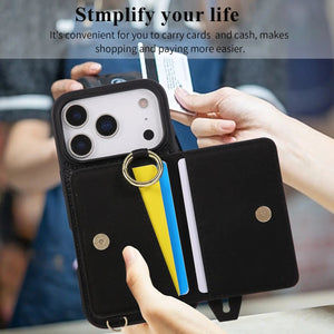 iPhone Case With Card Holder And Strap(With Holder)Black -BC25036 Burycase