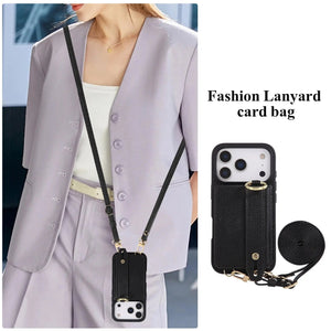 iPhone Case With Card Holder And Strap(With Holder)Black -BC25036 Burycase