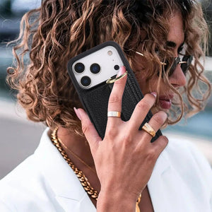 iPhone Case With Card Holder And Strap(With Holder)Black -BC25036 Burycase