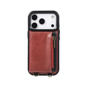 Leather iPhone Cases With Card Holder And Wrist Strap Green-BC25040 Burycase