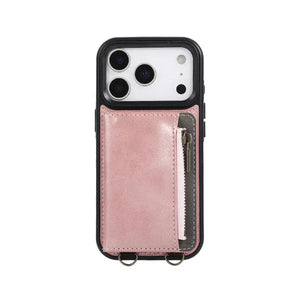 Leather iPhone Cases With Card Holder And Wrist Strap Green-BC25040 Burycase