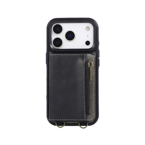 Leather iPhone Cases With Card Holder And Wrist Strap Green-BC25040 Burycase