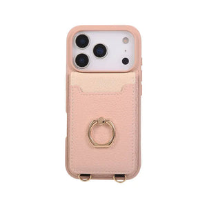 Leather iPhone Cases With Card Holder And Strap Black-BC25038 Burycase
