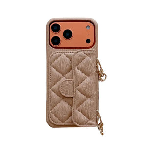 Leather iPhone Case With Wallet And Crossbody Strap Orange-BC25023 Burycase