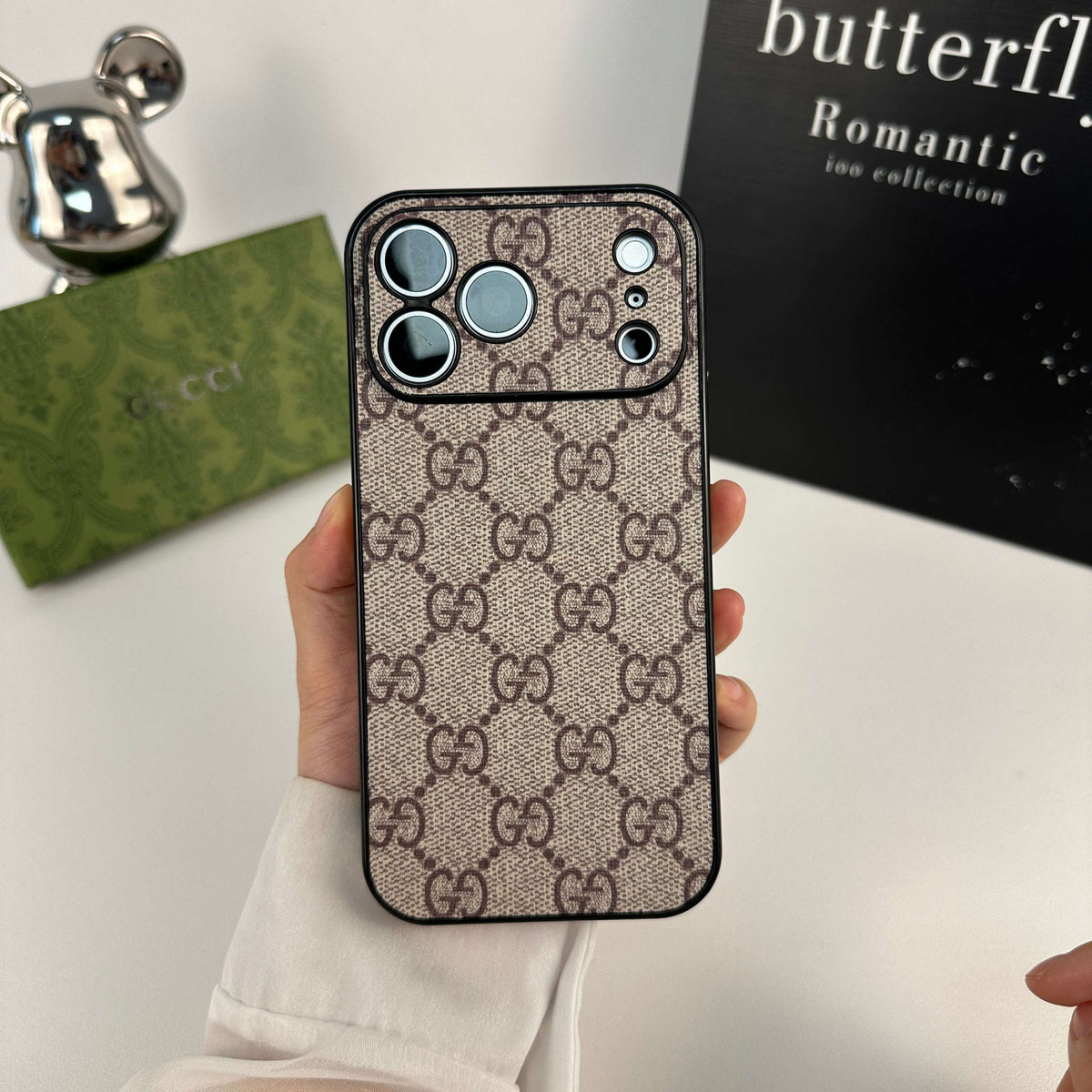 Luxury Leather GG iPhone Case For iPhone 17 Series Brown -CYGG131