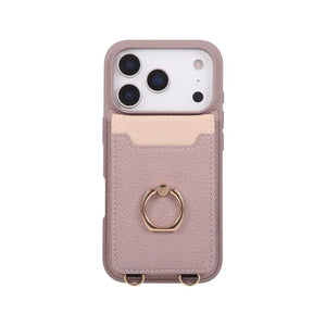Leather iPhone Cases With Card Holder And Strap Black-BC25038 Burycase