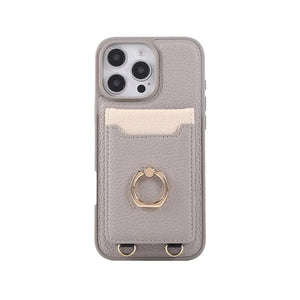 Leather iPhone Cases With Card Holder And Strap（With Stand）Pink-BC25039 Burycase