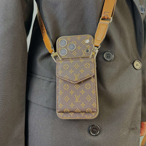 Premium  Monogram iPhone Case With Wallet And Crossbody Strap For iPhone 17 Series-CYLV134
