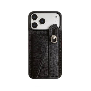 Leather iPhone Case with Wrist Strap and Card Holder Brown– BC25018 Burycase