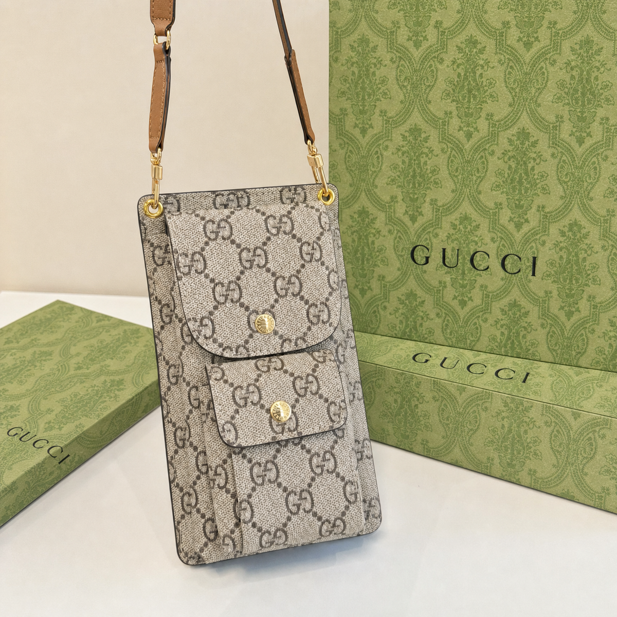 Premium Leather GG Crossbody Phone Bag-LA260031