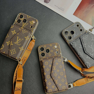 Premium Monogram iPhone Case With Wallet And Crossbody Strap For iPhone 17 Series-CYLV126
