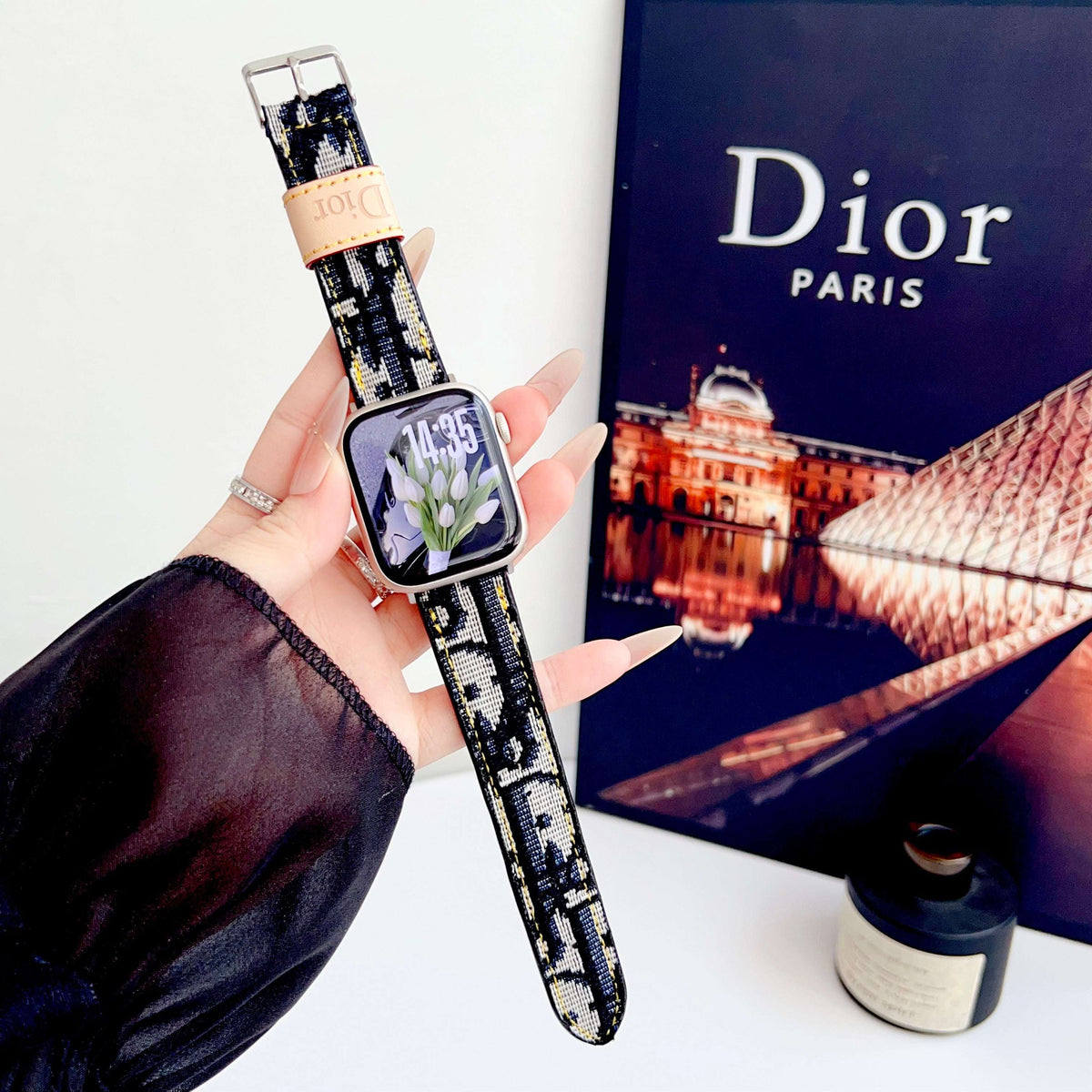 Leather CD Apple Watch Band Black-CYCD099