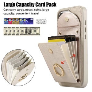 Leather iPhone Cases With Card Holder And Strap（With Stand） White-BC25031 Burycase