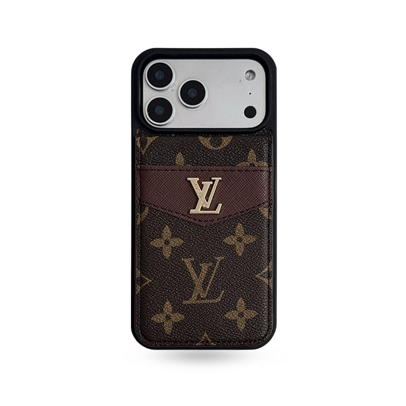 Luxury Leather Monogram iPhone Case With Card Holder -CFK251315