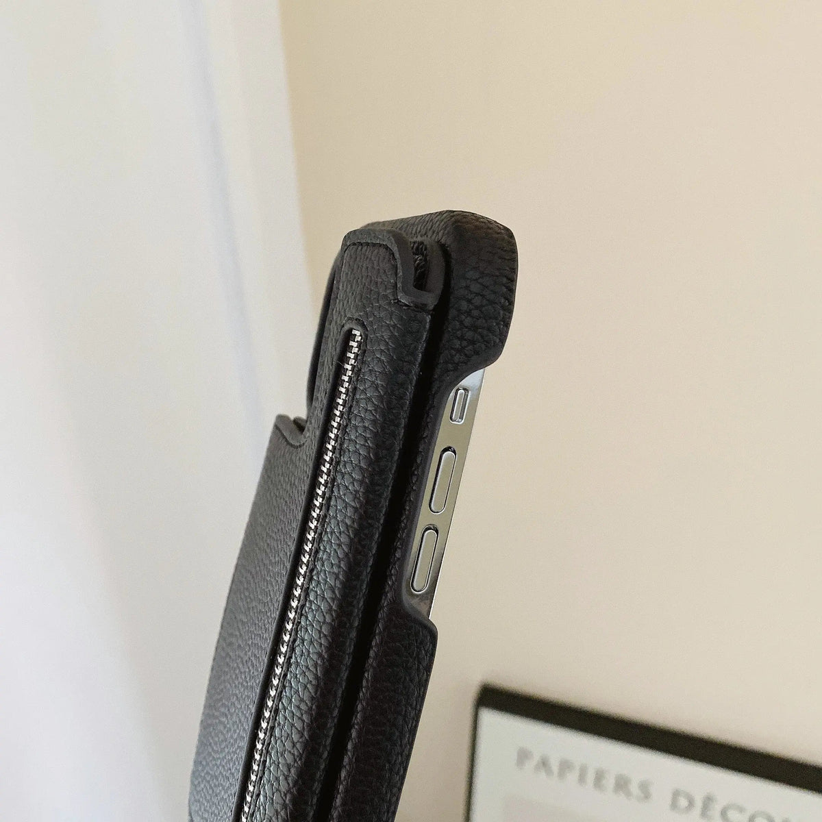 Classic Leather iPhone Case With Zip Wallet And Strap-BC25002 Burycase