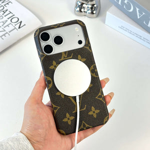 Premium Leather Monogram Magnetic iPhone Case（Compatible With Magsafe）For iPhone 17 Series-CYLV037