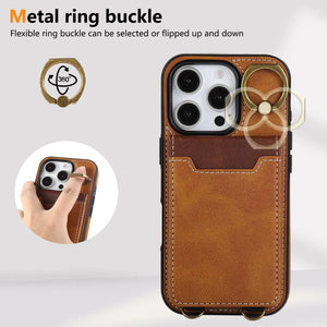 Leather iPhone Cases With Card Holder And  Wrist Strap Brown-BC25042 Burycase