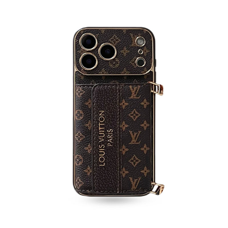 Classic Monogram iPhone Case With Card Holder And Strap For iPhone 17 Series-CYLV009