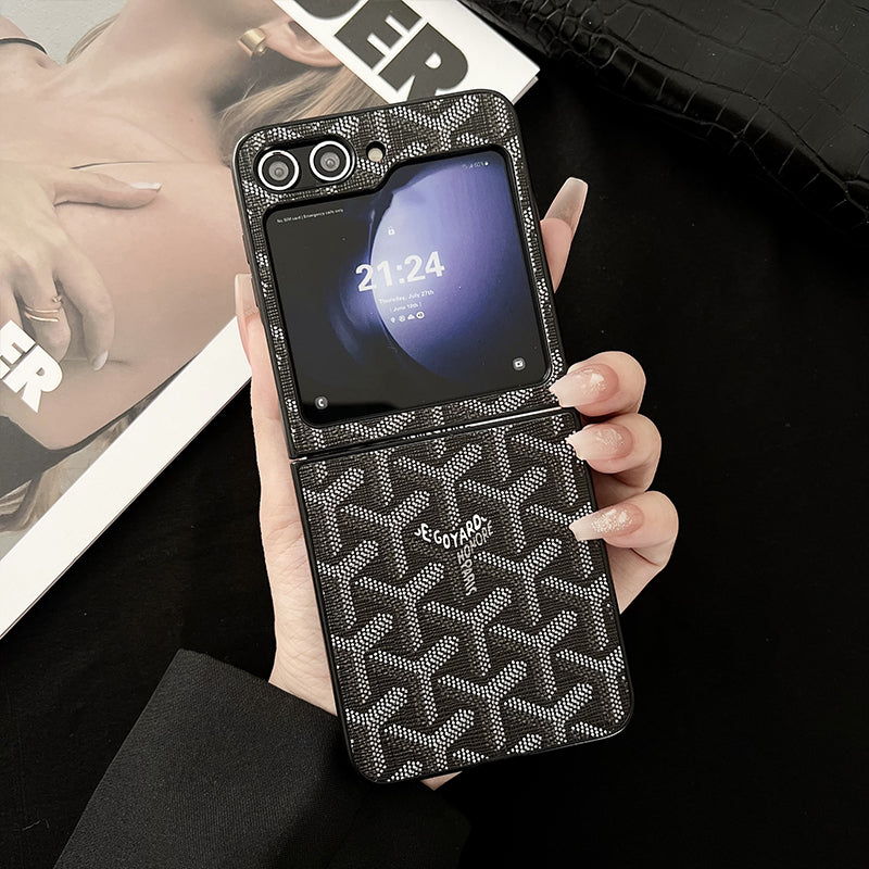 Leather GD Samsung Galaxy Z Flip Series Case  Black -HKL251514