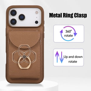 Leather iPhone Cases With Card Holder And Strap（With Stand）Brown-BC25030 Burycase