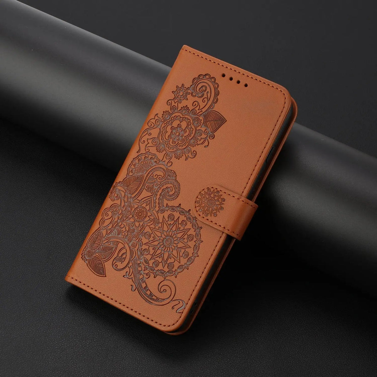 Leather iPhone Cases With Flip Wallet and Strap Brown -BC25072 Burycase