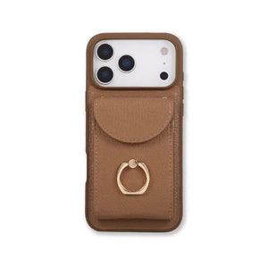Leather iPhone Cases With Card Holder And Strap（With Stand）Brown-BC25030 Burycase