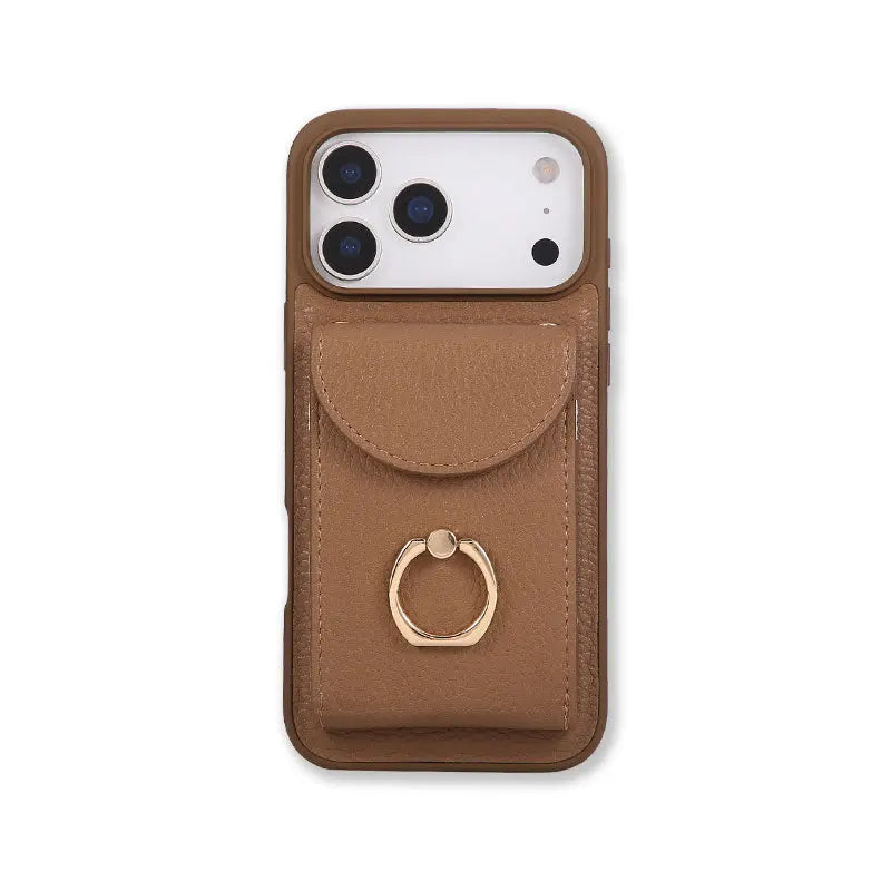 Leather iPhone Cases With Card Holder And Strap（With Stand）Brown-BC25030 Burycase