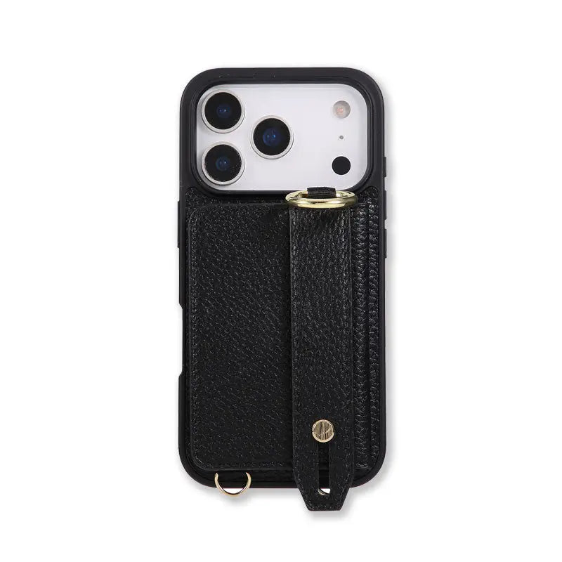 iPhone Case With Card Holder And Strap（With Holder）Black -BC25036 Burycase