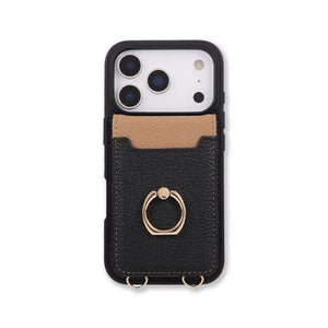 Leather iPhone Cases With Card Holder And Strap Black-BC25038 Burycase