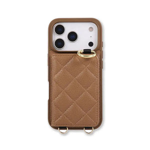 Leather iPhone Cases With Card Holder & Mirror And Strap Brown-BC25032 Burycase