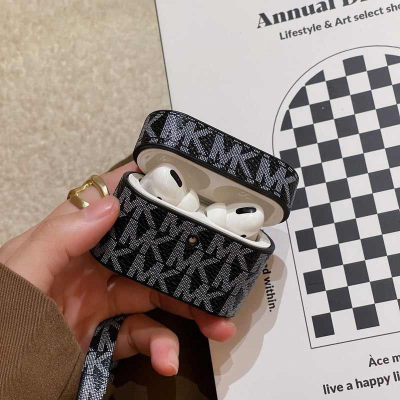 Leather MK AirPods Cases Black-JDK251608