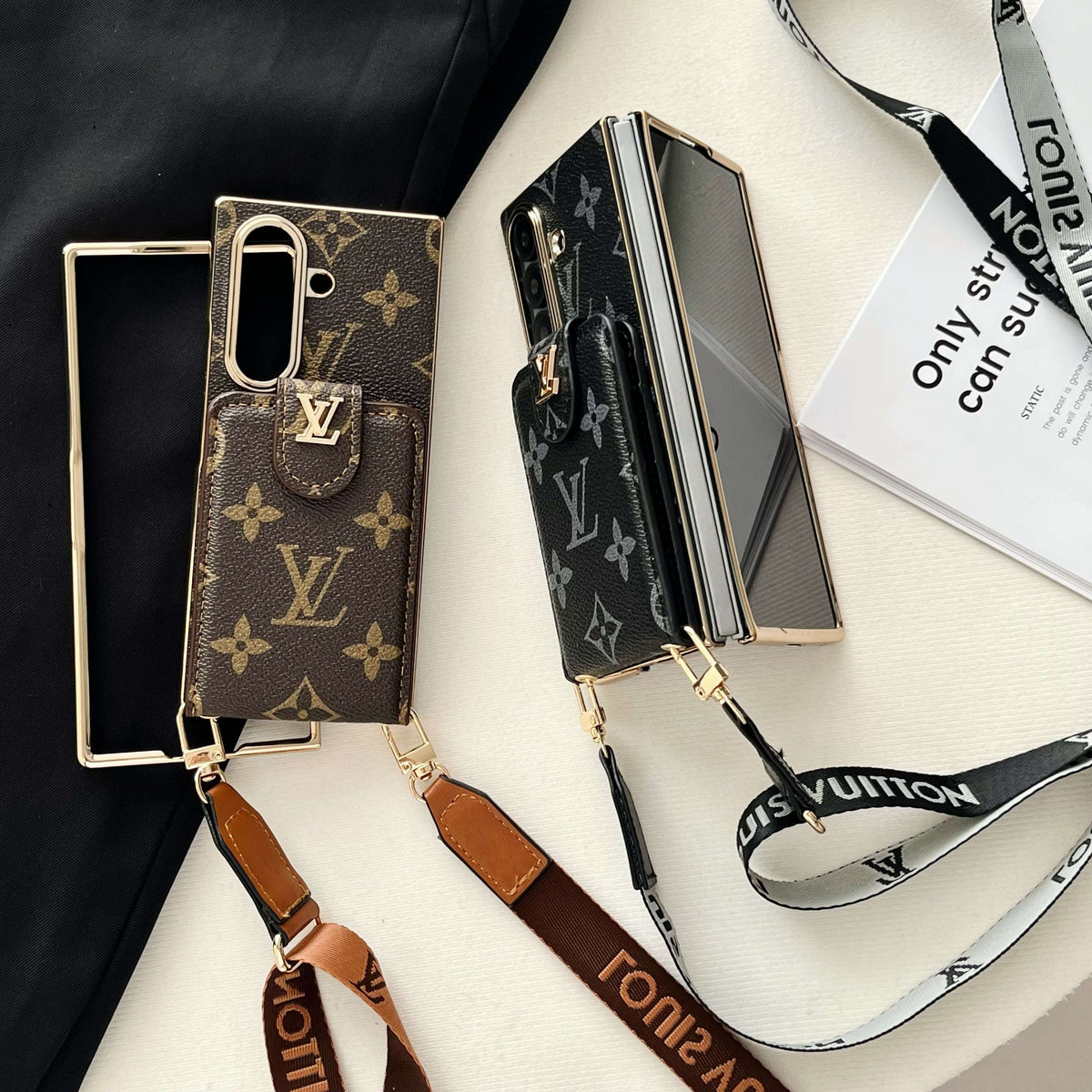 High-quality Monogram Samsung Galaxy Z Fold Series Case With Card Wallet And Strap-CYLV092