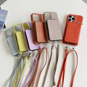 iPhone Case With Zip Wallet And Strap Leather-BC25003 Burycase