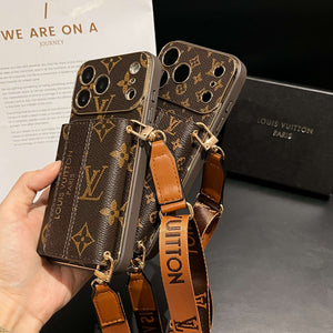 Classic Monogram iPhone Case With Card Holder And Strap For iPhone 17 Series-CYLV009