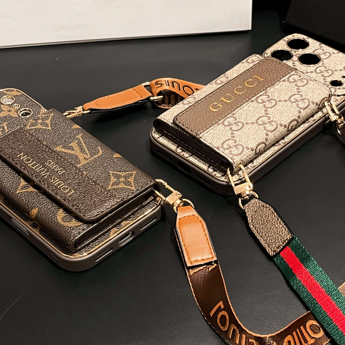 Refined GG iPhone Case With Wallet And Crossbody Strap For iPhone 17 Series-CYGG008