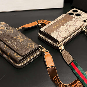 Refined GG iPhone Case With Wallet And Crossbody Strap For iPhone 17 Series-CYGG008