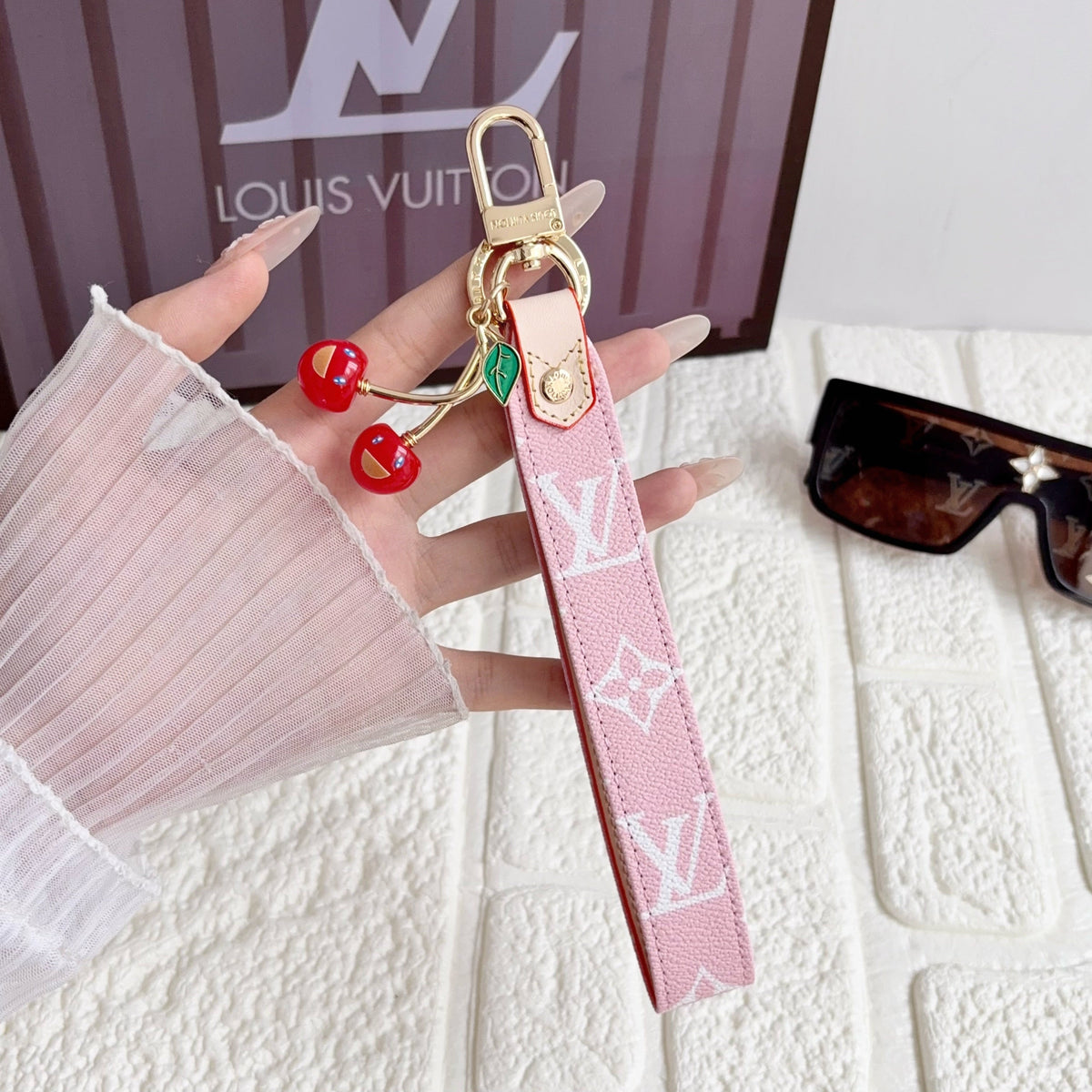 Monogram Colored Leather Key Strap-LA260040